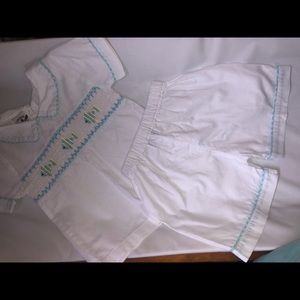 Boys 2 piece smocked outfit.